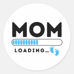 Sticker Rond Maman Chargement bébé garçon bleu Bientôt être mam