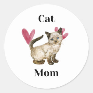 Sticker Rond Maman chat mignonne et simple