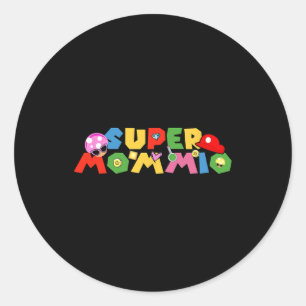 Sticker Rond Maman Chemise Super Gamer Mommio Drôle Cadeau Pour