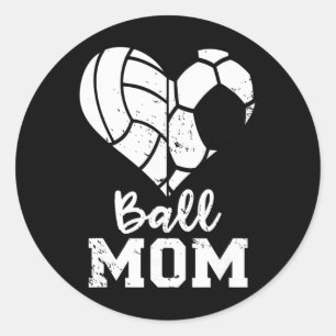 Sticker Rond Maman coeur drôle football volley Maman