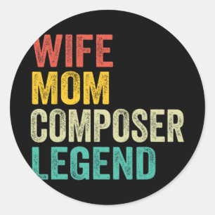 Sticker Rond Maman Compositeur Légende Fête des Mères Vintage