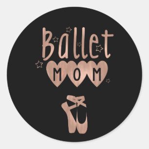 Sticker Rond Maman de ballet Rose Gold Étoiles & Cœurs
