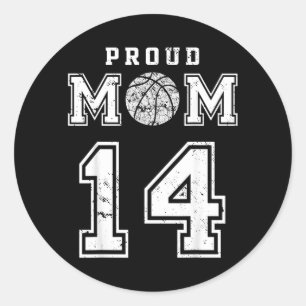 Sticker Rond Maman de baseball fière personnalisée numéro 14