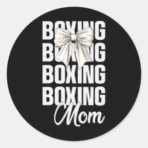 Sticker Rond Maman de boxe Coquette Arc Amateurs de boxe mignon