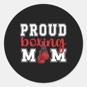 Sticker Rond Maman de boxe fière Maman de boxe Mère de boxe 