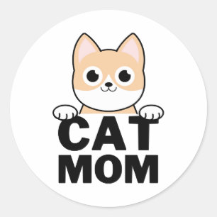 Sticker Rond Maman de chat drôle
