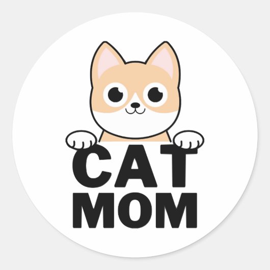 Sticker Rond Maman de chat drôle (Devant)