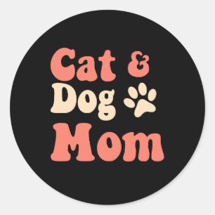 Sticker Rond Maman de chien de chat