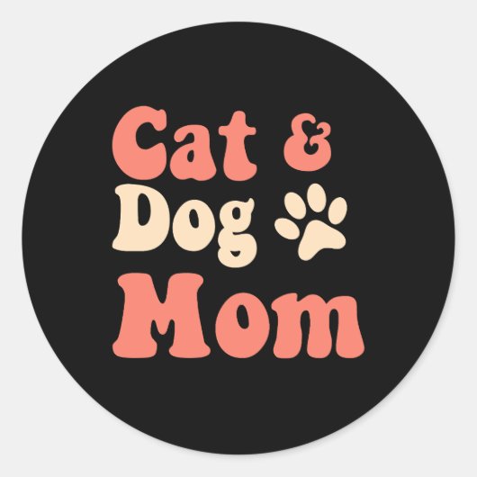 Sticker Rond Maman de chien de chat (Devant)
