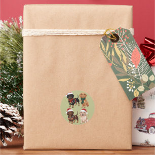 Sticker Rond Maman de chien de Noël teckel Amoureux Cadeau de N