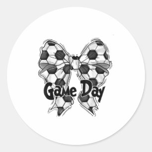Sticker Rond Maman de foot Coquette Bow Jour de match de foot