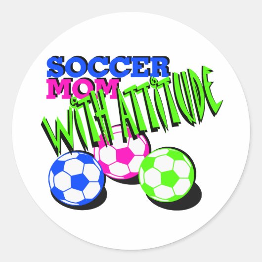 Sticker Rond Maman de football avec attitude (Devant)
