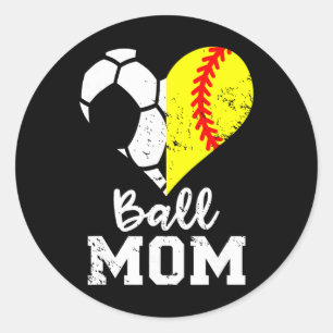 Sticker Rond Maman de footballeur cœur drôle doux