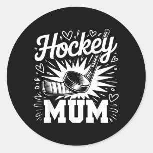 Sticker Rond Maman de hockey cœur famille fête des mères amateu