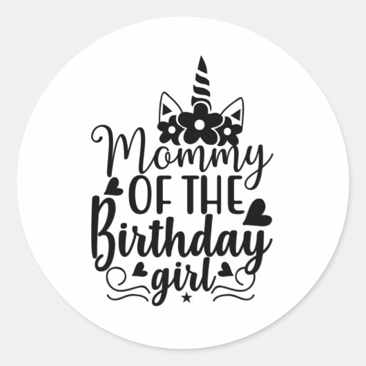 Sticker Rond Maman de la fille d'anniversaire (Devant)