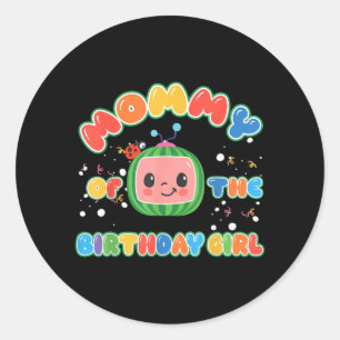 Sticker Rond Maman de la fille d'anniversaire Funny Melon Famil