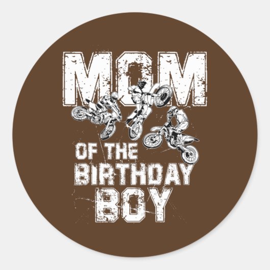 Sticker Rond Maman De L'Anniversaire Boy Dirt Vélo Moto (Devant)