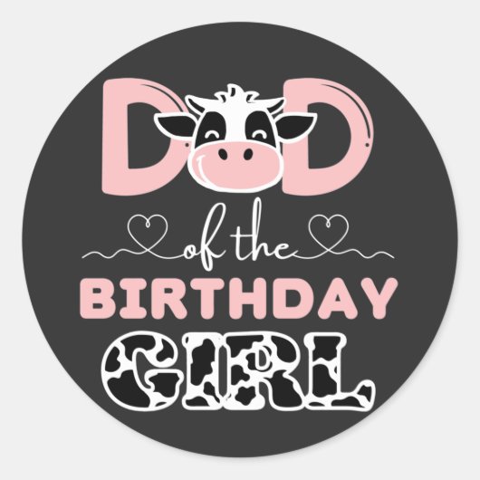Sticker Rond Maman de l'anniversaire fille ferme vache (Devant)