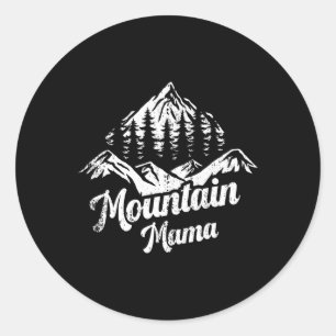 Sticker Rond Maman de montagne Camping Randonnée Maman Aventure