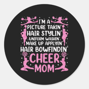 Sticker Rond Maman de pom-pom girl Cheerleading Je suis une pre