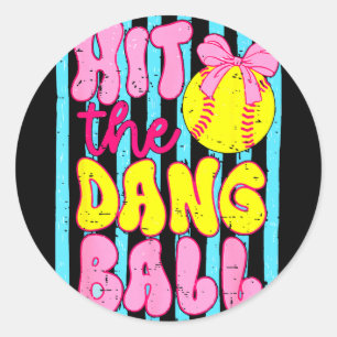 Sticker Rond Maman de softball de jour de jeu drôle équipe spor
