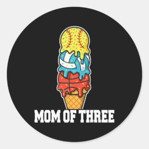 Sticker Rond Maman de softball volley-ball basketball glace été