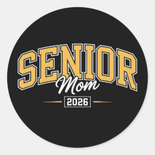 Sticker Rond Maman de Terminale 2026 Or Jaune Remise des diplôm