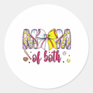 Sticker Rond Maman Des Deux Mères De Baseball Softball Coquette