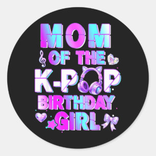 Sticker Rond Maman des filles d'anniversaire de musique coréenn