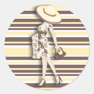 Sticker Rond Maman doit être jaune et Brown triée