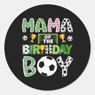 Sticker Rond Maman du joueur de football du garçon d'anniversai