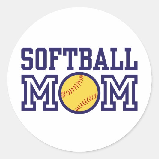 Sticker Rond Maman du softball (Devant)