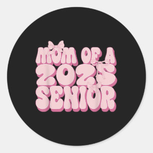 Sticker Rond Maman d'un diplômé senior 2025 Coquette Bow Cl de
