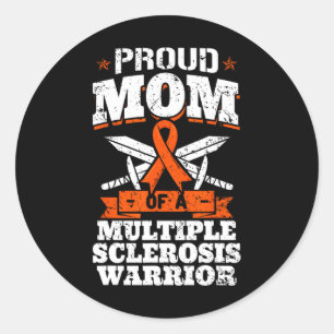 Sticker Rond Maman D'Un Guerrier De Sclérose En Plain Mme Ribbo