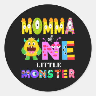 Sticker Rond Maman d'un petit monstre Fête d'anniversaire de ga