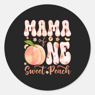 Sticker Rond Maman d'une douce pêche Fête de fille pour un 1er
