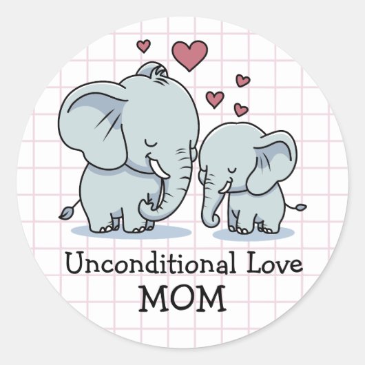 Sticker Rond Maman Eléphants d'amour inconditionnels (Devant)