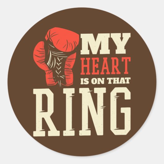 Sticker Rond Maman En Boxe Mon Coeur Est Sur Cette Bague (Devant)