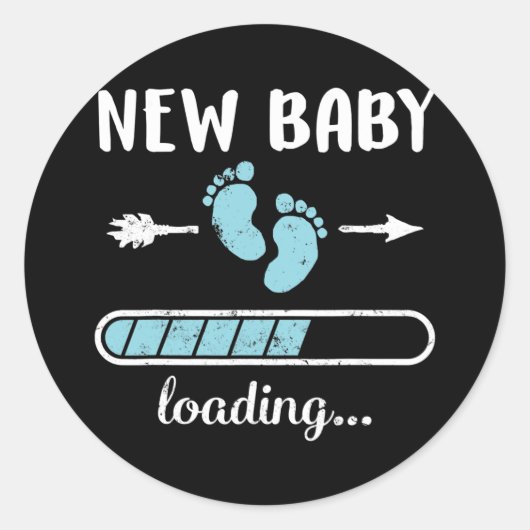 Sticker Rond Maman Enceinte Nouveau bébé Garçon Chargement Son (Devant)