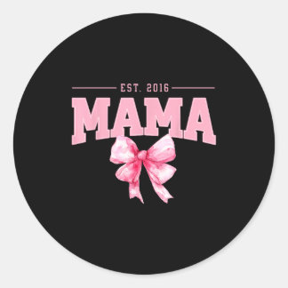 Sticker Rond Maman est 2016 coquette rose ruban rétro maman fêt