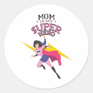 Sticker Rond Maman est mon super-héros