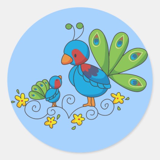 Sticker Rond Maman et bébé Peacock (Devant)