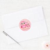 Sticker Rond Maman et moi, chouette chouette, rose (Enveloppe)