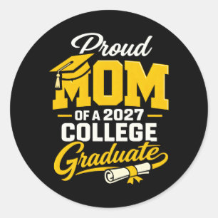 Sticker Rond Maman fière d'un diplômé de 2027 Senior Graduation