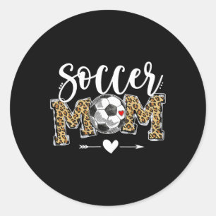 Sticker Rond Maman Foot Léopard T-shirt drôle de maman de footb