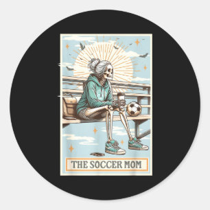 Sticker Rond Maman footballeuse rétro carte tarot squelette mam