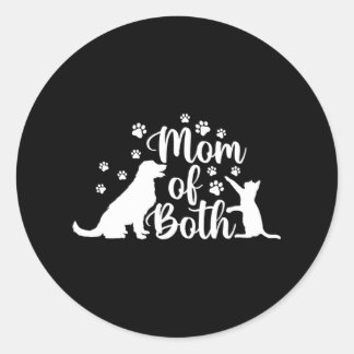 Sticker Rond Maman Fou Chat Et Chien Maman Fou Chat Lady Chien