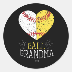 Sticker Rond Maman Funny Baseball T-Shirt Ball Funny Grandma So