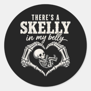 Sticker Rond Maman future Skelly Belly Mignonne Épurée Drôle
