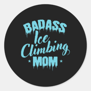 Sticker Rond Maman grimpeuse de glace de Byd Hiver Grimpeur de